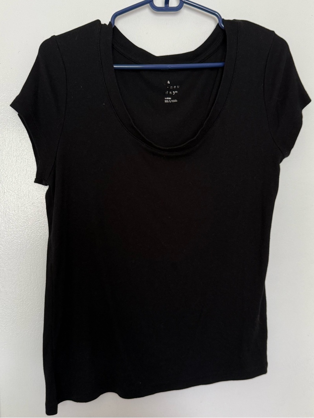 a new day Black Scoop Neck Short Sleeve Top